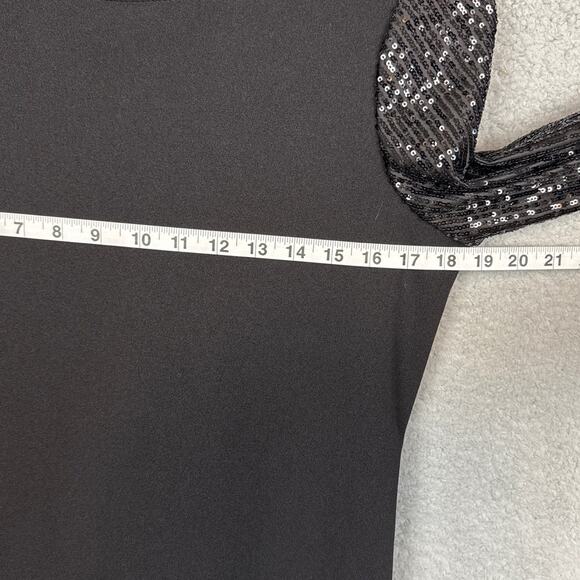 Marina Women's Sequin Sleeve Knee Length Shift Dress Black Size 6 NWOT Modest - Picture 5 of 10